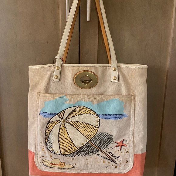 Coach Pierre Le Tan 14962 Beach Umbrella Canvas Tote - Picture 1 of 16